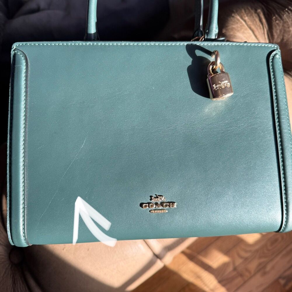 Coach Zoe Carryall Teal Leather Tote Crossbody Bag Creed G1981-F72667 - Picture 12 of 14